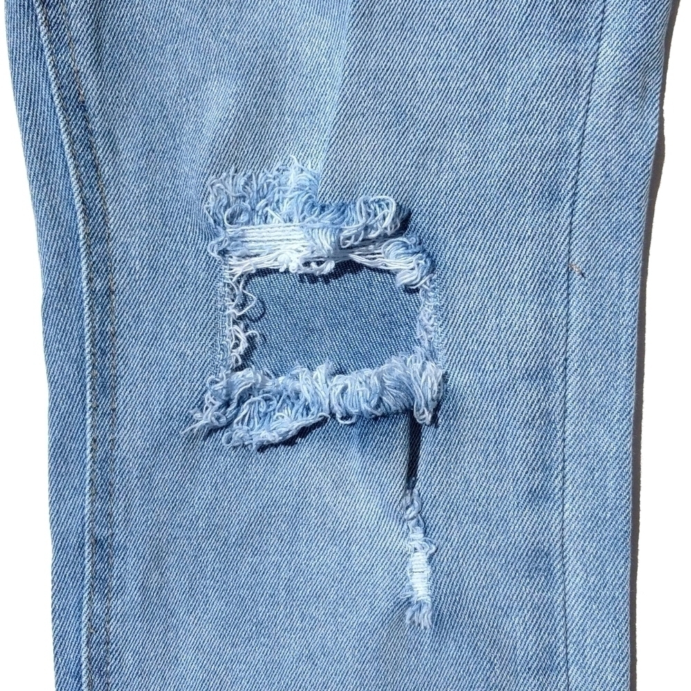 Almost Famous Medium Wash High Rise Distressed Cropped Skinny Jeans Blue Size 7 - Picture 5 of 16